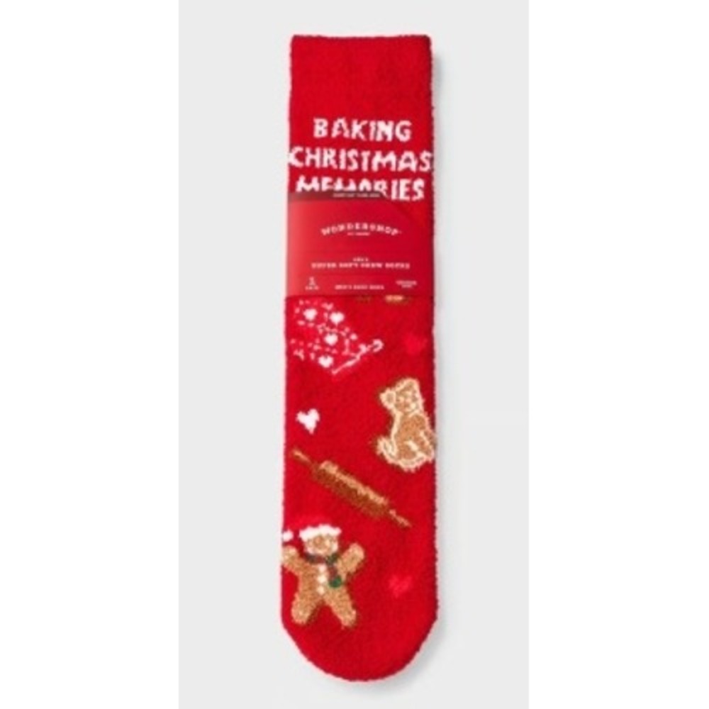 Men's Baking Spirits Bright Cozy Crew Socks - Wondershop™ Burgundy 6-12 NEW 4pk